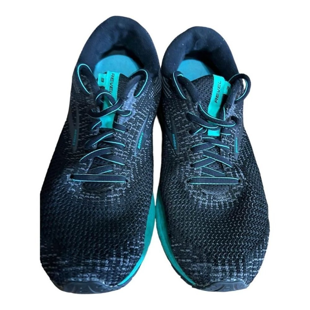 Brooks Revel 3 Running Shoes Womens 10 NOT Orginal Insoles Black and Teal Sneake